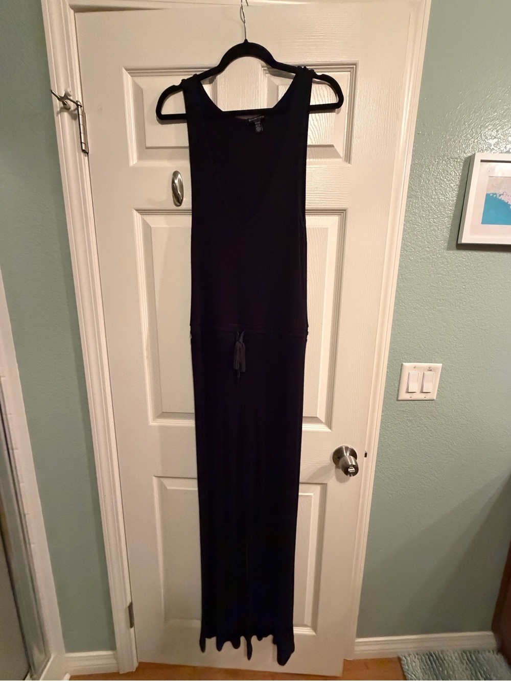 Beyond Yoga Black Sleeveless Maxi Jumpsuit with Waist Tie